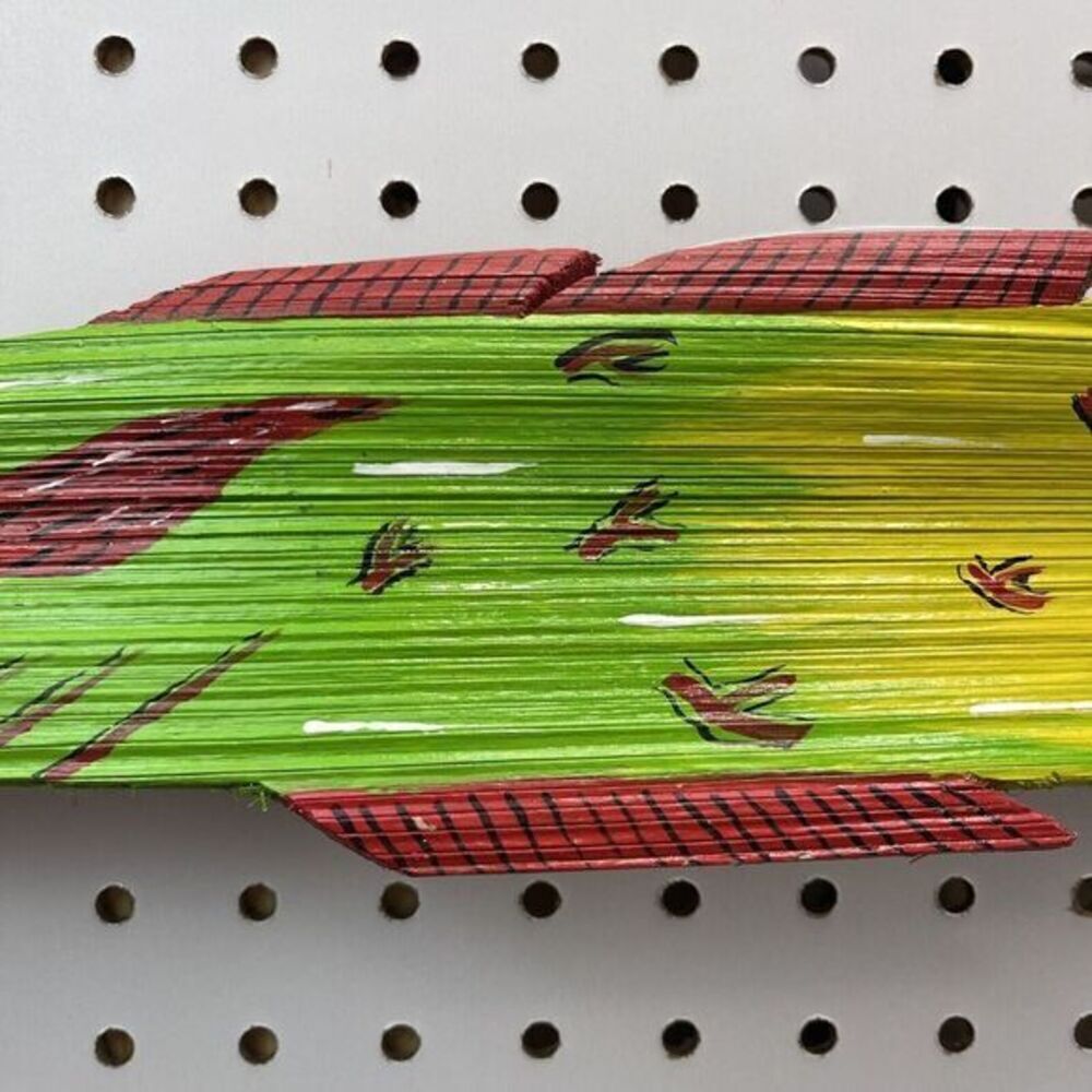 Nautical Palm Frond Art 23 Inch Yellow Green Hand painted Jupiter Florida - Picture 3 of 5